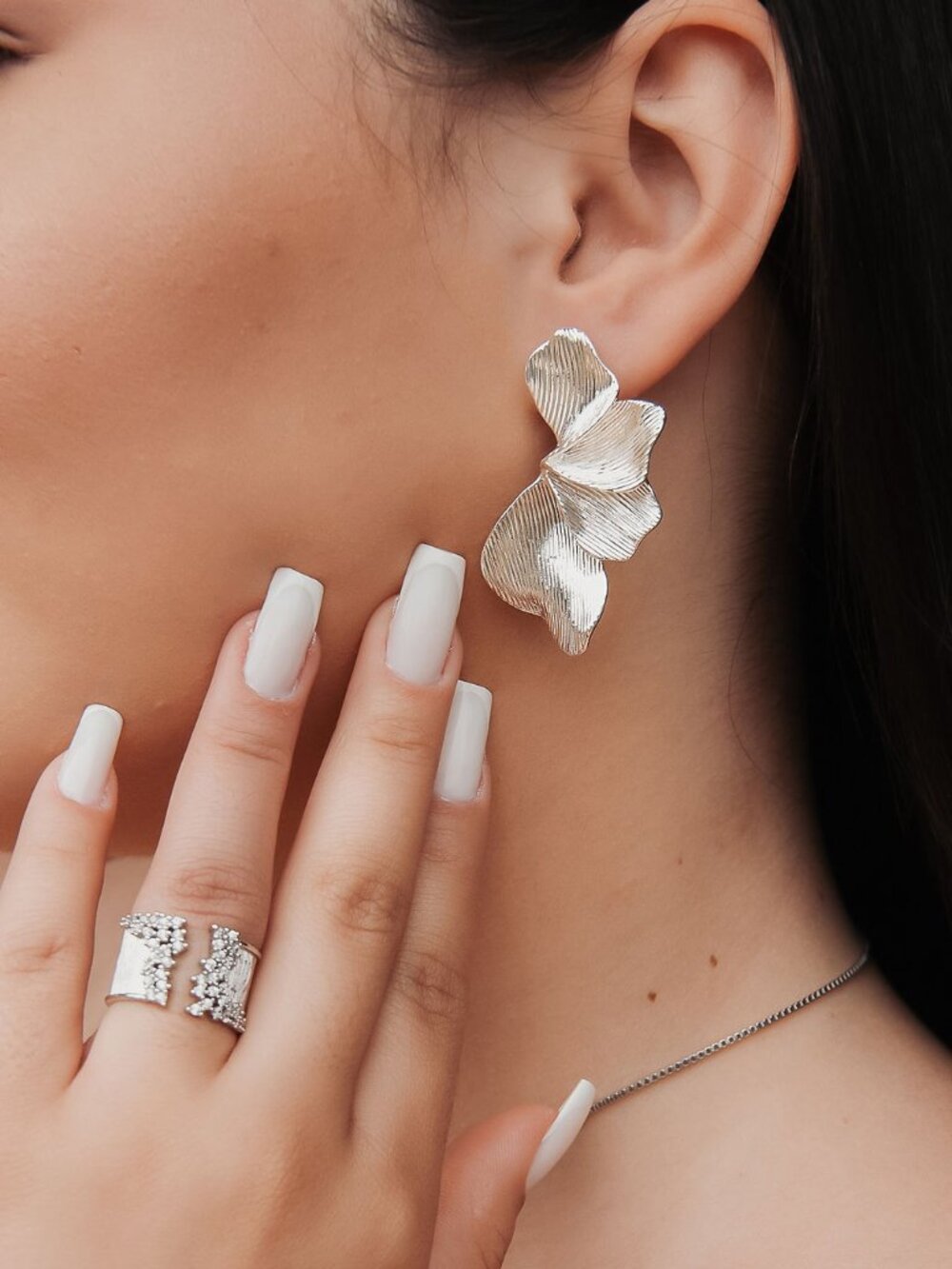 Silver Floral Statement Earrings | Elegant Boutique Jewelry
